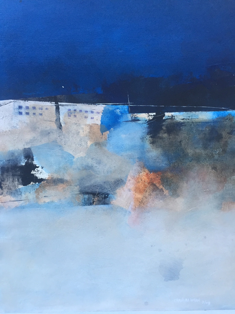 Chandra Johan, Cityscape in blue, acrylic on canvas, 35"x29", 2013