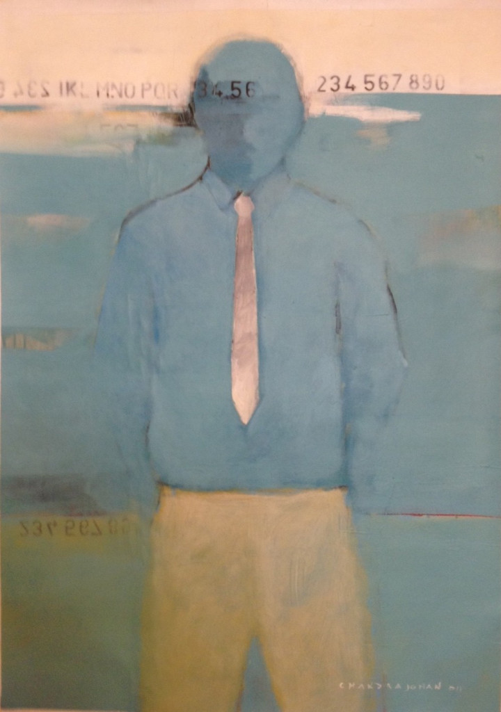 Chandra Johan, Man of Numbers, acrylic on canvas, 49"x35", 2011   [SOLD]