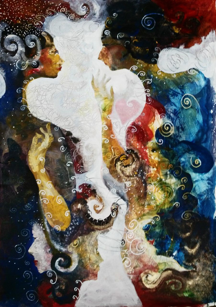 Gatot Widodo, Dialogue, acrylic on canvas, 41"x29", 2015 [SOLD]