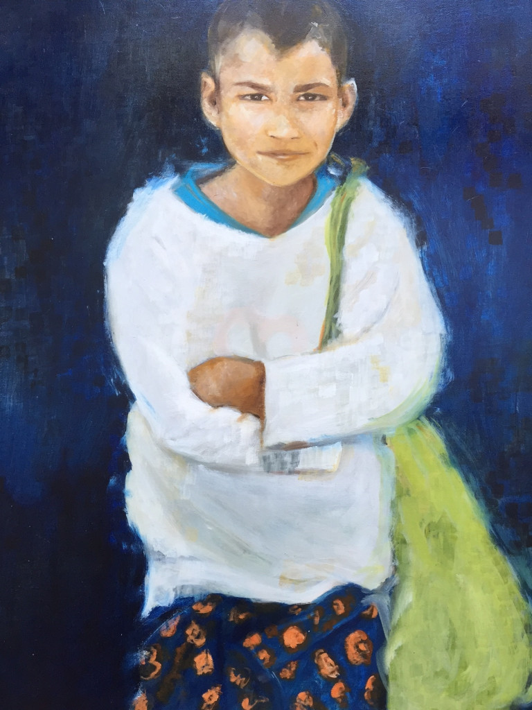 Maninder Krishnan, The Guide Book Seller, oil on canvas, 36"x36", 2008