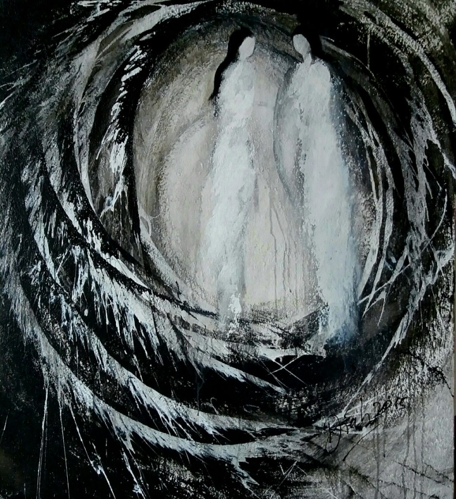 Diah Yulianti, Bright as the Sun, mixed media, 39"x35", 2015