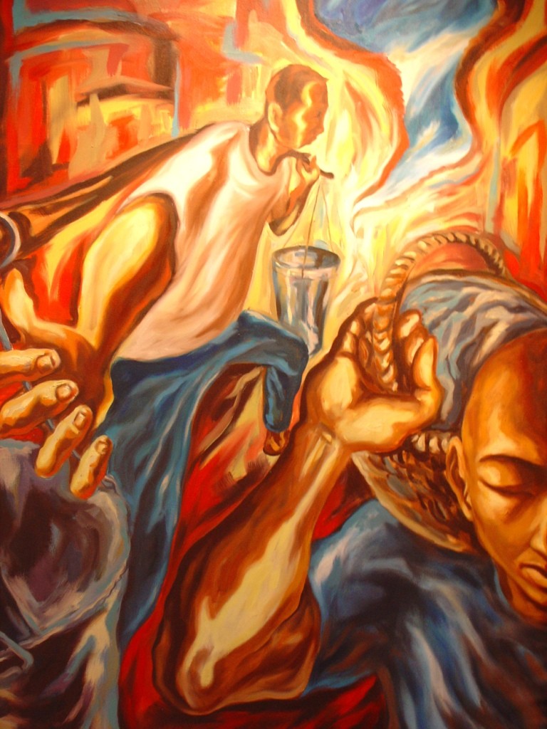Vincent Padilla, Salubong, oil on canvas, 59"x36", 2002  [SOLD]
