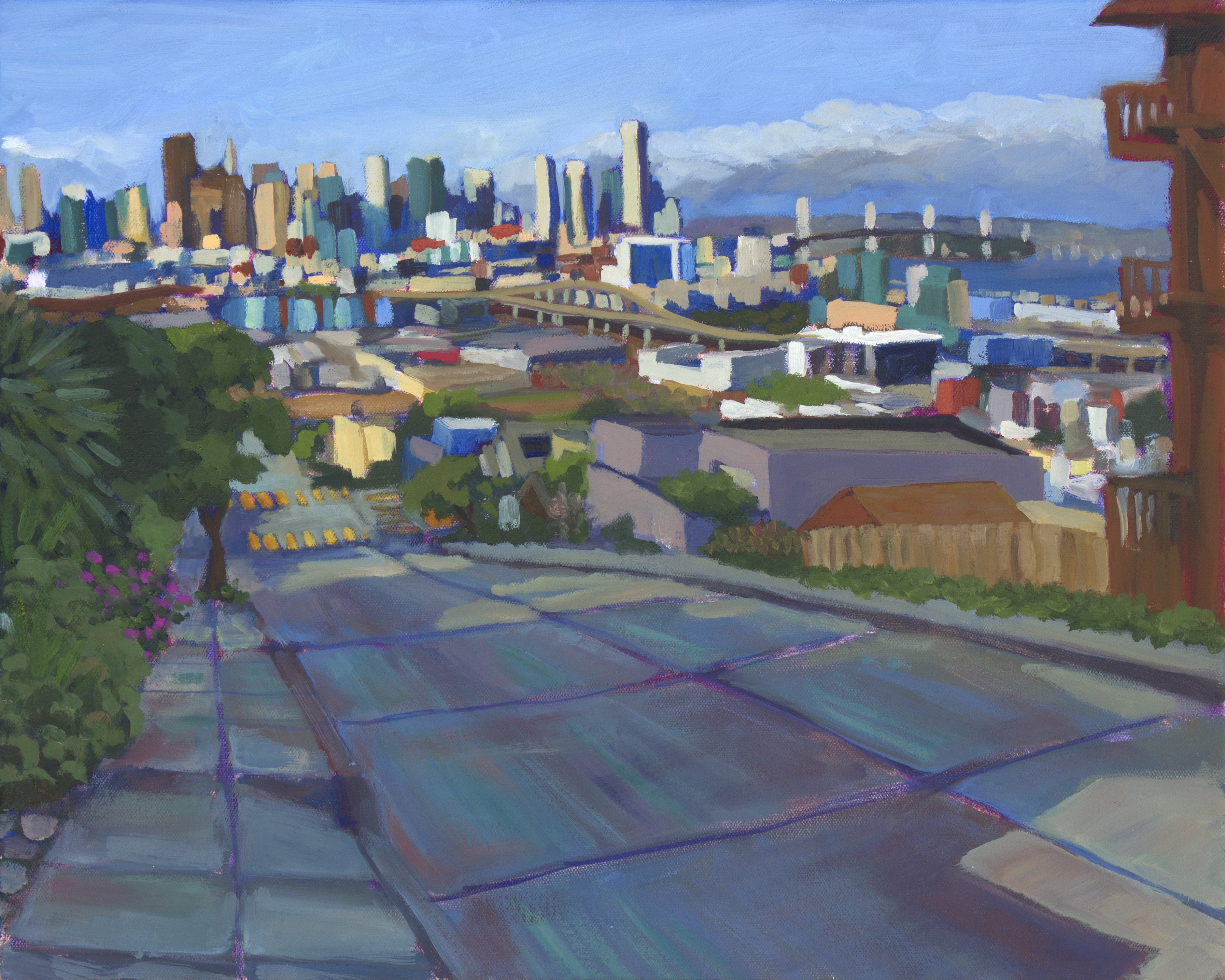 Claire Lau, Road to Downtown, oil on canvas, 16"x20", 2016  [SOLD]