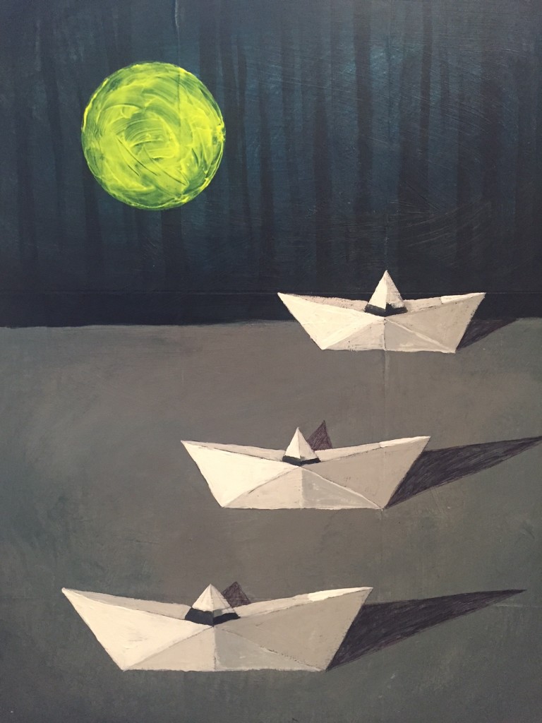 Derick Vinculado, Calme, mixed media on wood, 24"x18", 2016