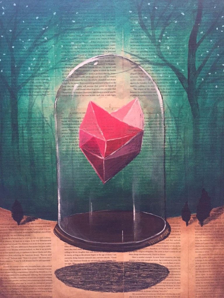 Derick Vinculado, Fragile, mixed media on wood, 24"x18", 2015