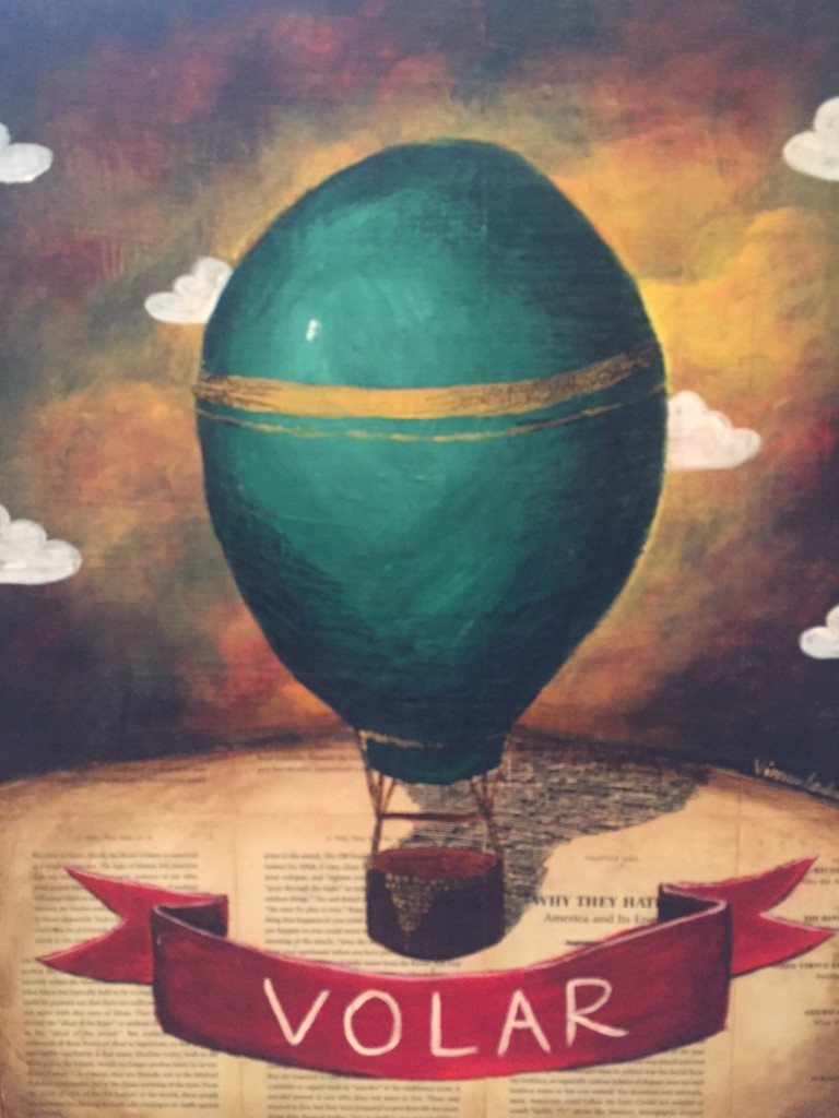 Derick Vinculado, Volar, mixed media on wood, 24"x18", 2015