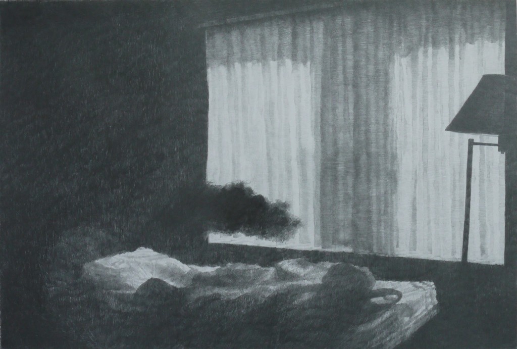 Ashley Yeo, Bones of a Dying World (Tokyo), graphite on paper, 15"x22", 2012