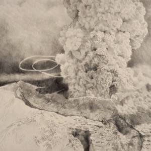 Ashley Yeo, Brutalism of this Universe (The Volcano),  graphite on paper, 15"x22", 2012