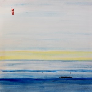 Caroline Mars, Before the Morning, chinese ink and watercolor on Xuan paper, 30"x30", 2017