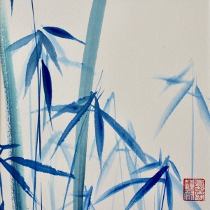 Caroline Mars, Korean Bamboo, watercolor on Xuan paper, 12"x12", 2017