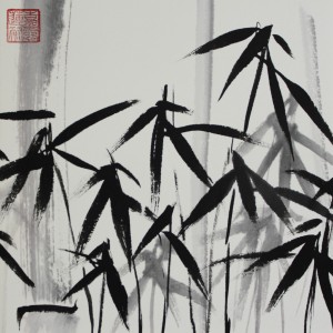 Caroline Mars, Moon Glows, chinese ink on Xuan paper, 12"x12", 2016