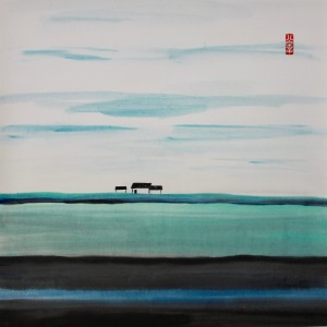 Caroline Mars, Where Life Begins, chinese ink and watercolor on Xuan paper, 30"x30", 2017 [Sold]