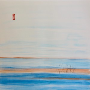 Caroline Mars, Elements, chinese ink and watercolor on Xuan paper, 30"x30", 2017, [Sold}